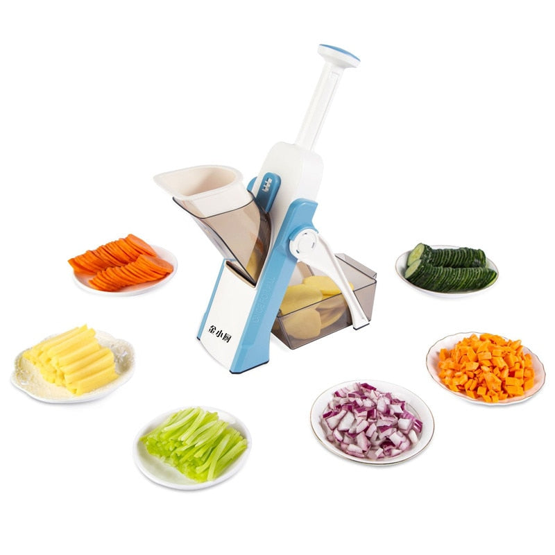 Multifunctional Kitchen Chopping Artifact Vegetable Slicer Cutter Container, White