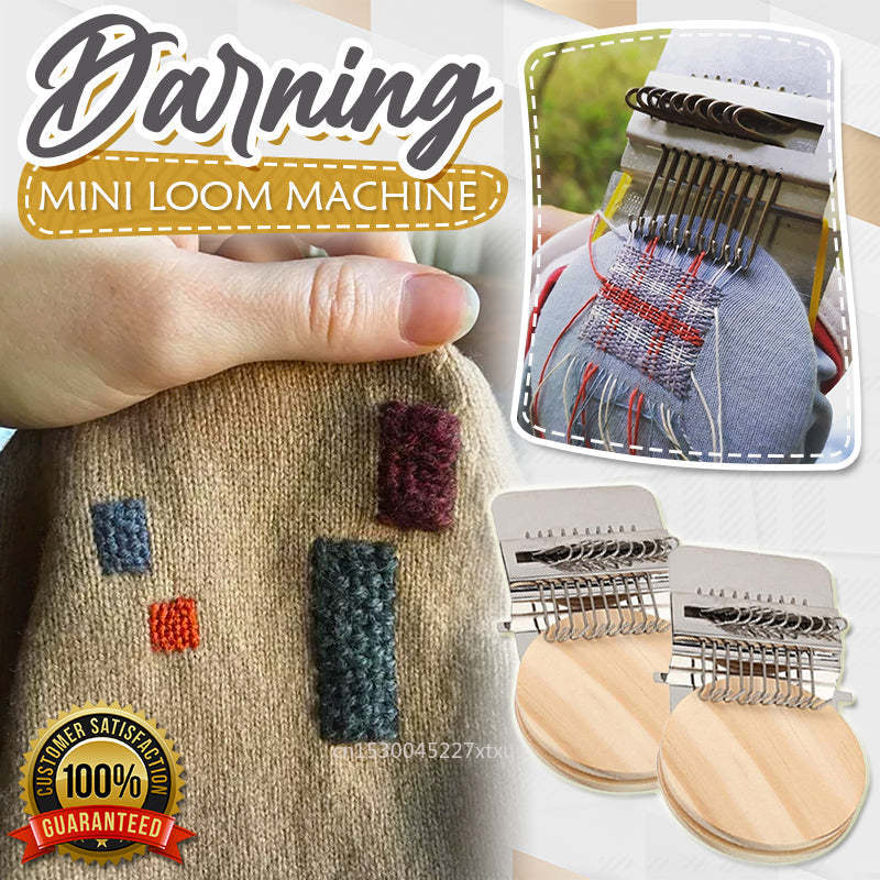 14 Hooks Mini Darning Machine Loom-speedwave Type Weave Tool Convenient Small Weaving Loom Kit Quickly Portable Mending Loom for Jeans, Socks and Clo